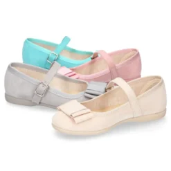 Merceditas hebilla lazo zapatero colores pasteles en Serratex.
