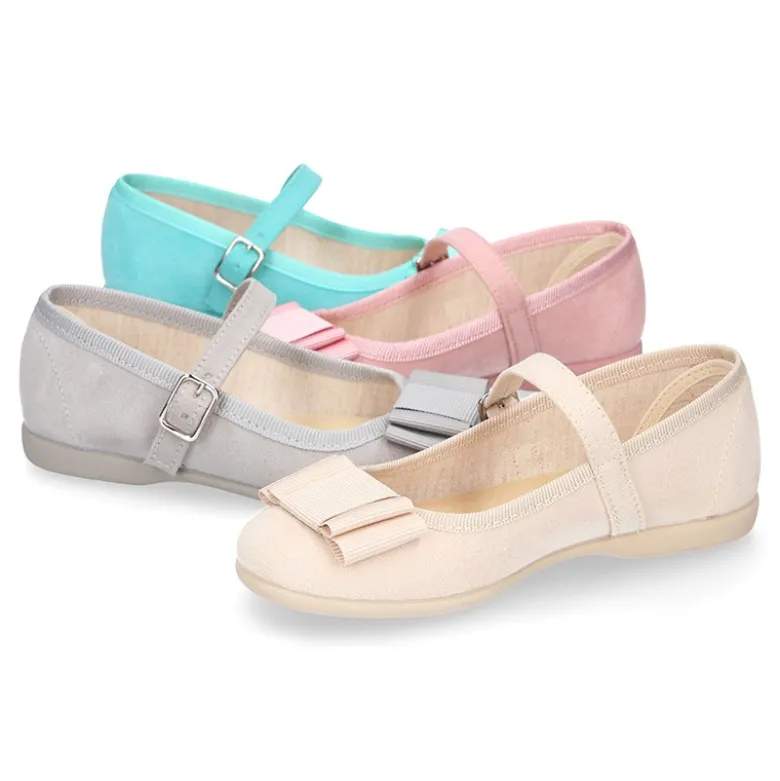 Merceditas hebilla lazo zapatero colores pasteles en Serratex.
