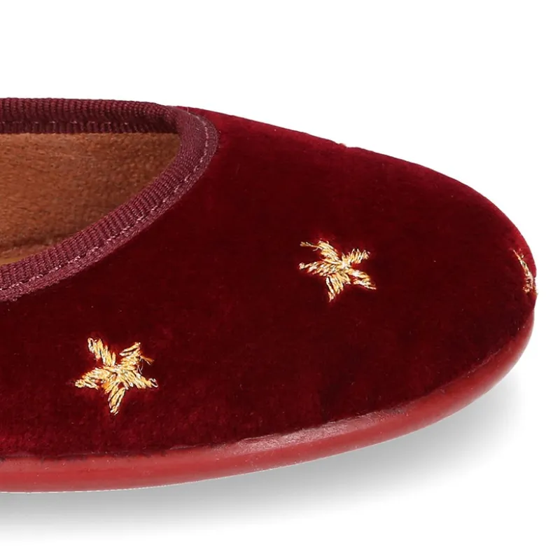 Merceditas niña en terciopelo con ESTRELLAS bordadas.
