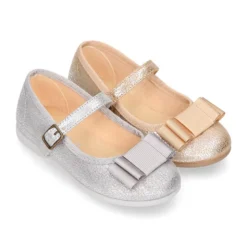 Merceditas niña hebilla lazo zapatero en Serratex METALIZADO.