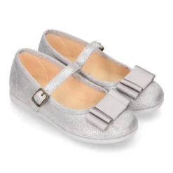 Merceditas niña hebilla lazo zapatero en Serratex METALIZADO.