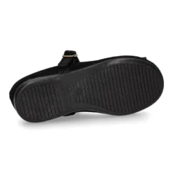 Merceditas OKAA niña con hebilla y lazo zapatero en terciopelo NEGRO.
