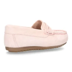 Mocasín antifaz en piel serraje en colores pasteles.