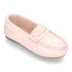 Mocasín antifaz en piel serraje en colores pasteles.