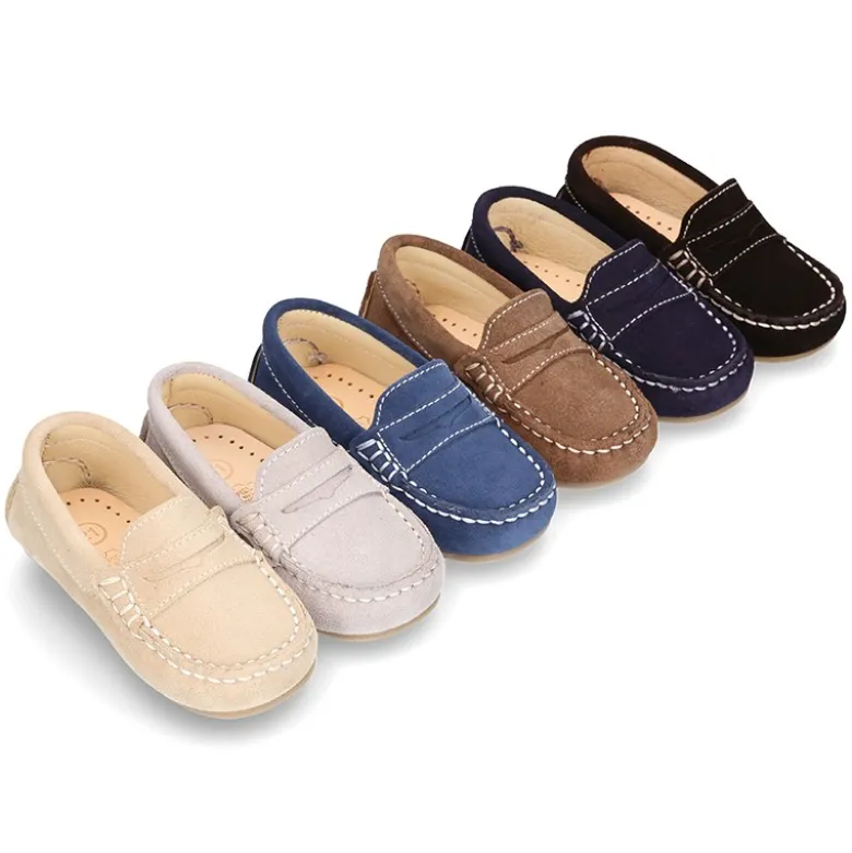 Mocasín Antifaz Peques piso conductor en serraje.