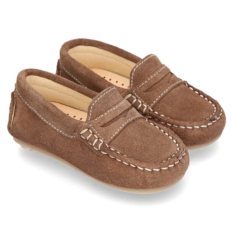Mocasín Antifaz Peques piso conductor en serraje.