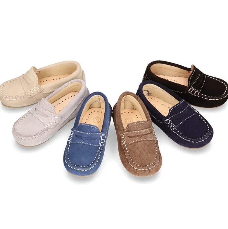 Mocasín Antifaz Peques piso conductor en serraje.