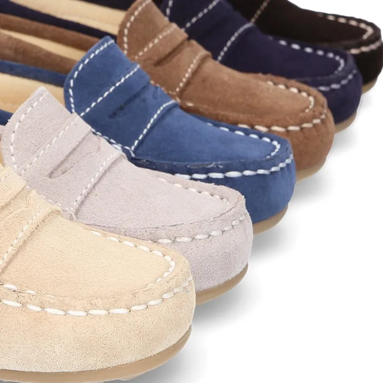 Mocasín Antifaz Peques piso conductor en serraje.