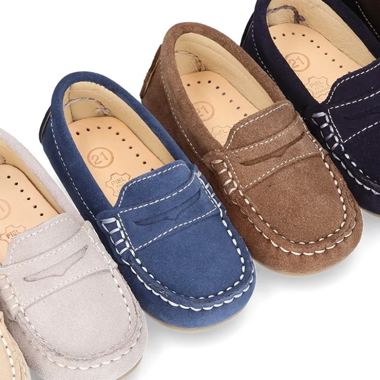 Mocasín Antifaz Peques piso conductor en serraje.