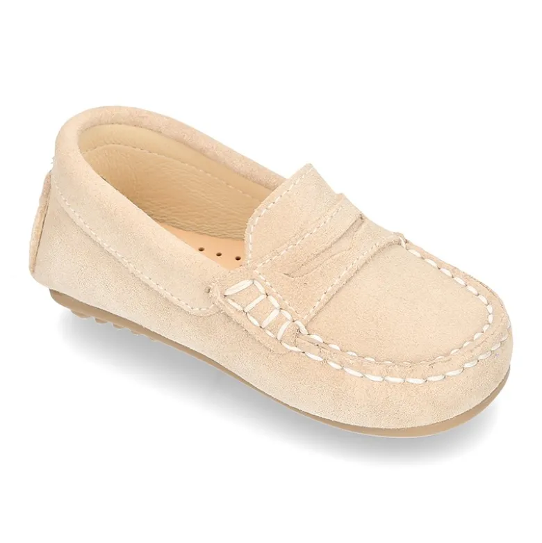 Mocasín Antifaz Peques piso conductor en serraje.