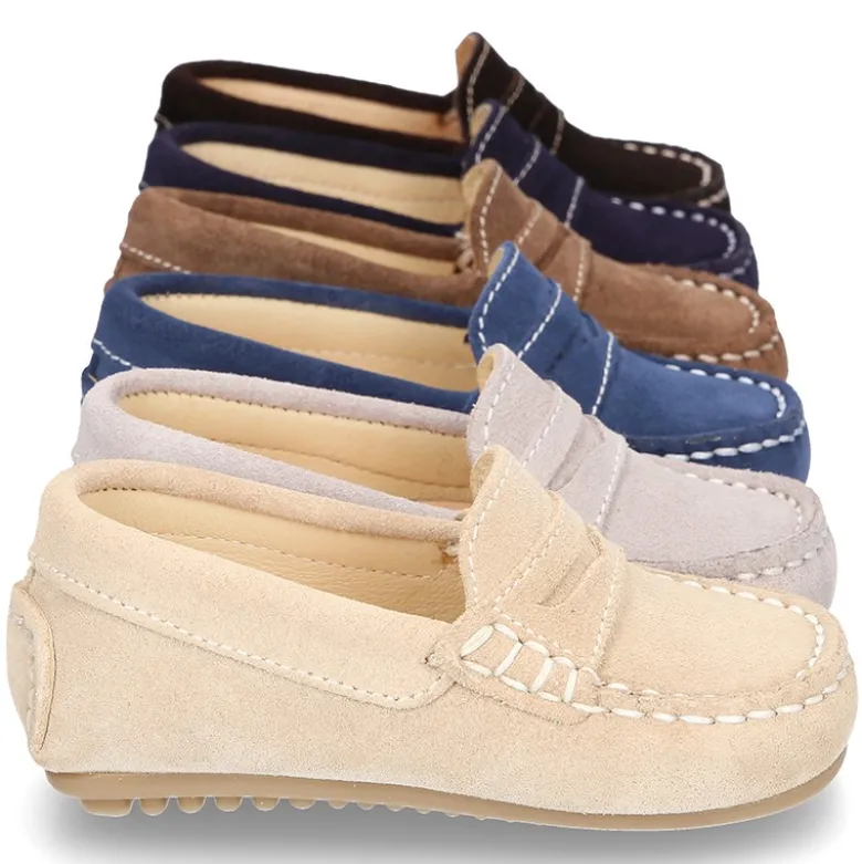Mocasín Antifaz Peques piso conductor en serraje.