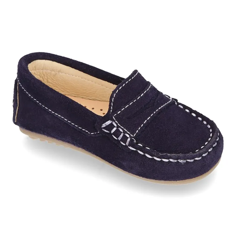Mocasín Antifaz Peques piso conductor en serraje.