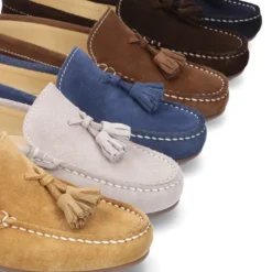 Mocasín BORLAS mayores piso conductor en piel serraje.