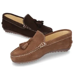 Mocasín BORLAS mayores piso conductor en piel serraje.