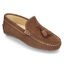 Mocasín BORLAS mayores piso conductor en piel serraje.