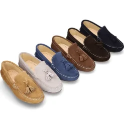 Mocasín BORLAS mayores piso conductor en piel serraje.