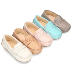 Mocasín con antifaz en piel EXTRA SUAVE y colores pasteles para peques.