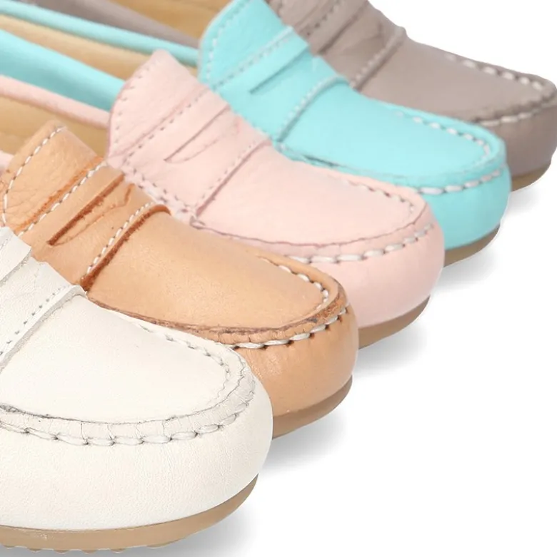 Mocasín con antifaz en piel EXTRA SUAVE y colores pasteles para peques.