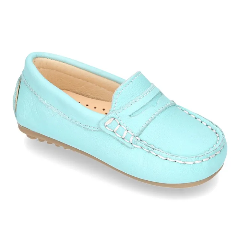 Mocasín con antifaz en piel EXTRA SUAVE y colores pasteles para peques.