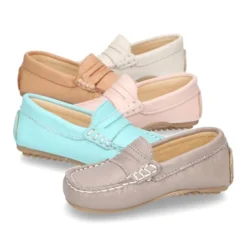 Mocasín con antifaz en piel EXTRA SUAVE y colores pasteles para peques.
