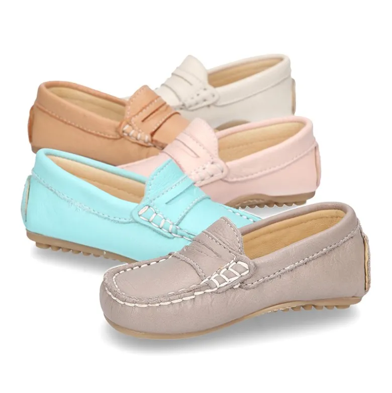 Mocasín con antifaz en piel EXTRA SUAVE y colores pasteles para peques.