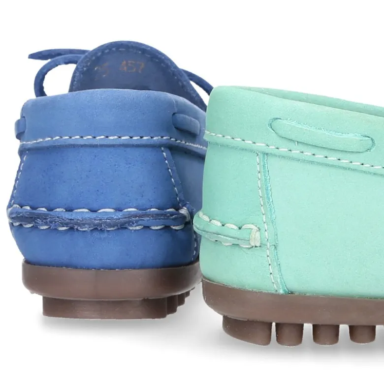 Mocasín con lazos en piel Nobuck para mayores piso conductor.