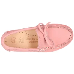 Mocasín con lazos en piel Nobuck para mayores piso conductor.