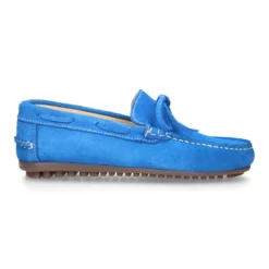 Mocasín con lazos en piel serraje para mayores piso conductor.