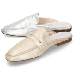 Mocasín destalonado tipo MULE en piel Metalizada.