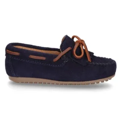 Mocasín lazos con FLECOS en piel serraje.