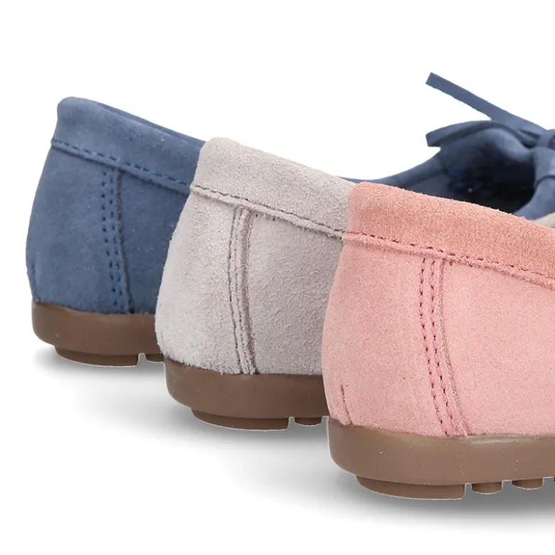Mocasín lazos niña tipo indio en piel serraje.