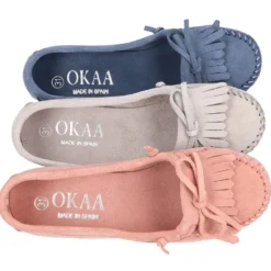 Mocasín lazos niña tipo indio en piel serraje.