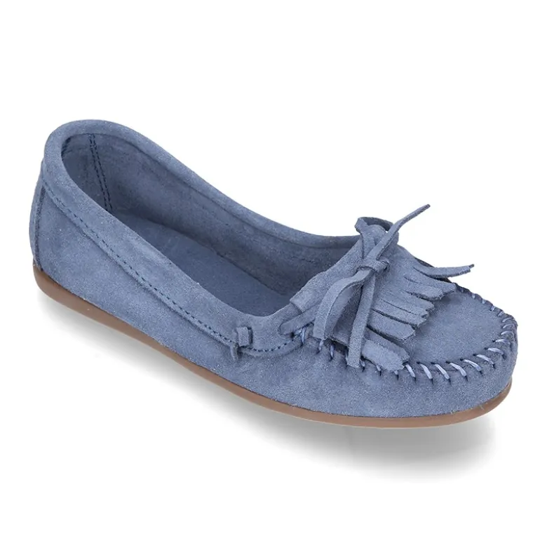 Mocasín lazos niña tipo indio en piel serraje.