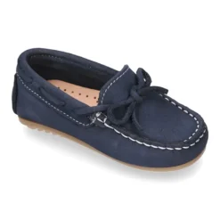 Mocasín lazos peques piso conductor en piel Nobuck.