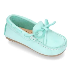 Mocasín lazos peques piso conductor en piel Nobuck.