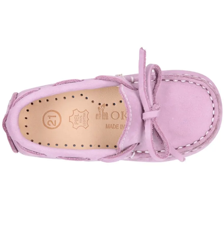 Mocasín lazos peques piso conductor en piel Nobuck.