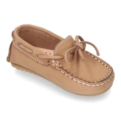 Mocasín lazos peques piso conductor en piel Nobuck.