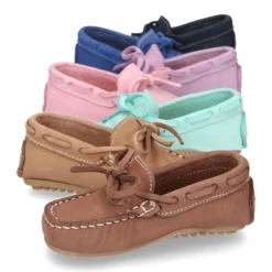 Mocasín lazos peques piso conductor en piel Nobuck.