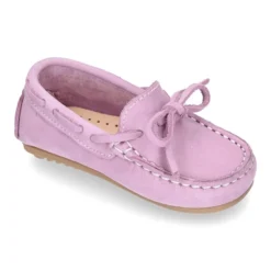 Mocasín lazos peques piso conductor en piel Nobuck.
