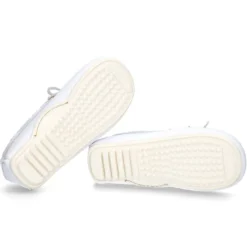 Mocasín lazos piso conductor en piel Napa blanca.