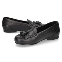 Mocasín NIÑA colegial con borlas y flecos en piel Boxcalf.