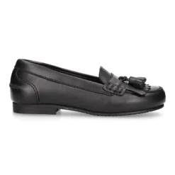Mocasín NIÑA colegial con borlas y flecos en piel Boxcalf.