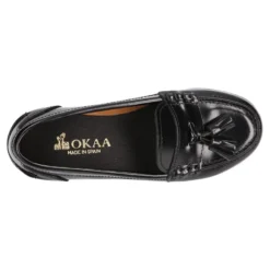 Mocasín NIÑA colegial con borlas en piel Antik.