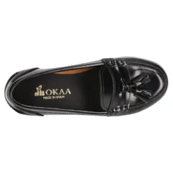 Mocasín NIÑA colegial con borlas en piel Antik.