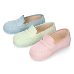 Mocasín niño antifaz en Serratex en colores pasteles.