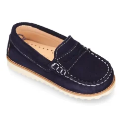 Mocasín niño antifaz piel serraje y suela primavera verano.