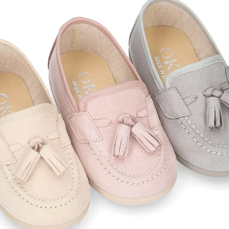 Mocasín niño BORLAS en Serratex en colores pasteles.