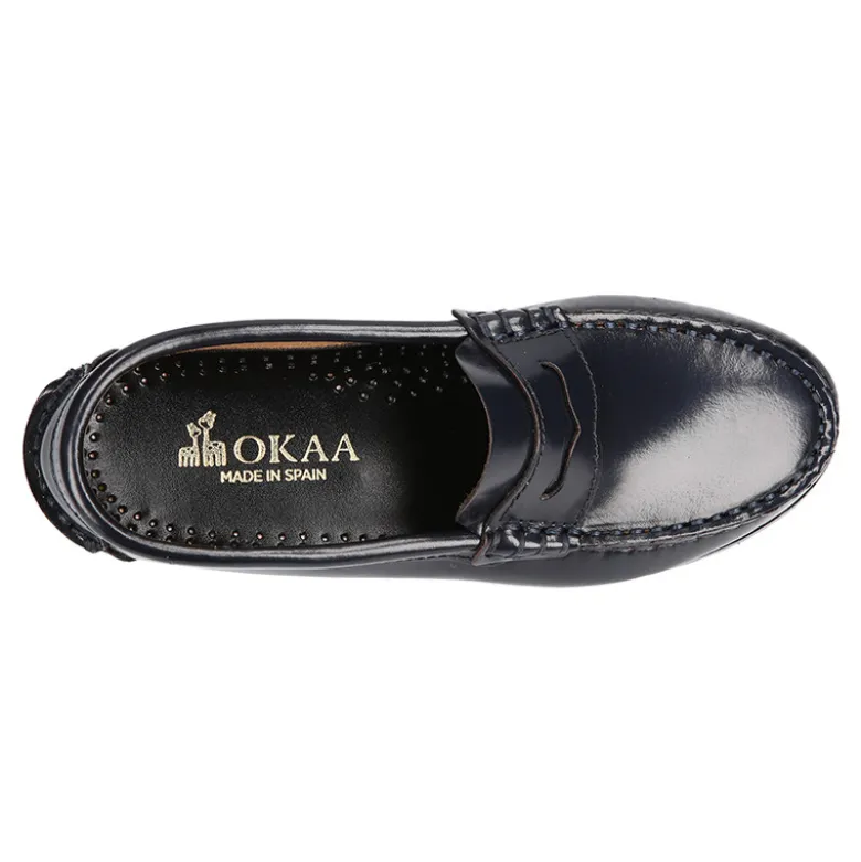 Mocasín niño clásico COLEGIAL con antifaz en piel Antik.