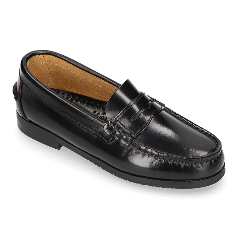 Mocasín niño clásico COLEGIAL con antifaz en piel Antik.