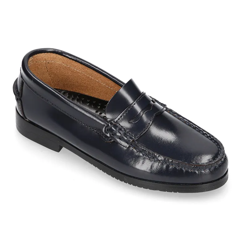 Mocasín niño clásico COLEGIAL con antifaz en piel Antik.